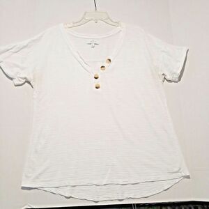 New Direction XL White Boho Minimalist Short with Short Sleeves 100% Cotton.